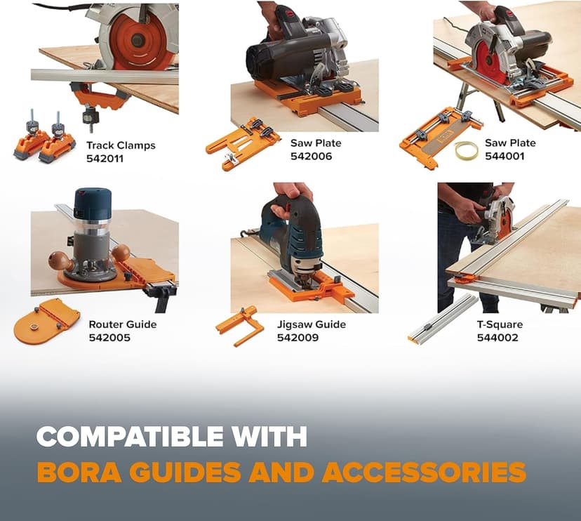 BORA 100" NGX Clamp Edge, Straight Cut Guide for Circular Saws, Aluminum, Includes 50-Inch Clamp Edge & 50-Inch Extension for 100-Inch Cutting Length, 544100
