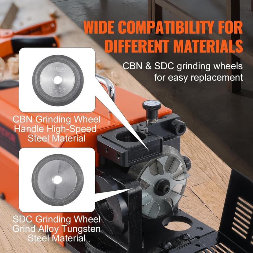 VEVOR Drill Bits Sharpener, 3-13mm Drill Bits Grinder Sharpener, Lip Relief Angle & 95°-135° Point Angle Adjustable Drill Bit Re-Sharpener, Portable Sharpening Machine with 11 Collets, CBN & SDC Wheel