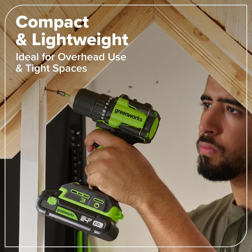 Greenworks 24V Cordless Brushless 400 in-lbs Drill/Driver + 6.5" Circular Saw, 4,800 RPM, Cutting Depth 45°/90° (2) 2.0Ah USB-C Batteries(12,000mAh Power Bank) and 65W USB-C Fast Charger(3-Port)