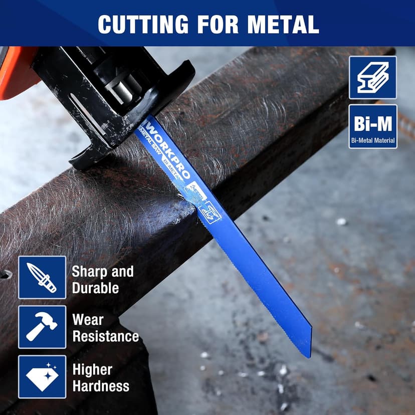 WORKPRO 32-Piece Reciprocating Saw Blade Set - Metal/Woodcutting Saw Blades, Pruner Saw Blades with Organizer Pouch