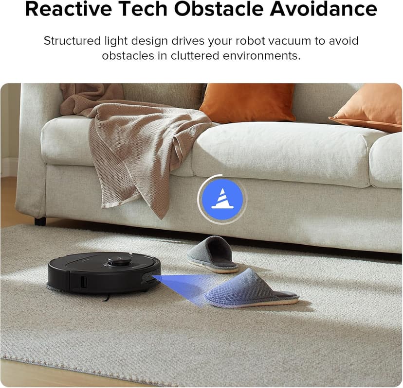 roborock Qrevo Plus Robot Vacuum and Mop with FlexiArm Design Edge Mopping, Self-Emptying, 10 mm Liftable Mops, Auto Mop Washing & Drying, Reactive Tech Obstacle Avoidance, 7,000 Pa Suction, Black