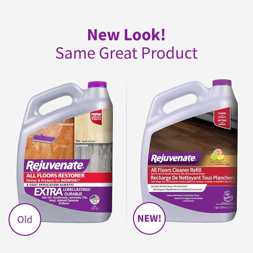 Rejuvenate All Floors Cleaner Refill, 1 Gallon, Breaks Down Dirt and Grime, Cleans and Protects Floors Throughout Your Home, Including Sealed Hardwood, Tile, Vinyl, Laminate and More