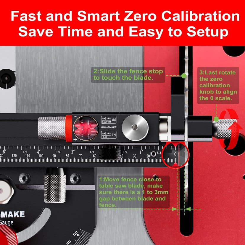 Table Saw Miter Gauge with Micro Adjustable Flip Stop and Extendable Fence and Quick Angle Stop for Table Saw Band Saw Router Table Fit 3/8 x 3/4" T Slot for Woodworking Crosscut, Miter Cut