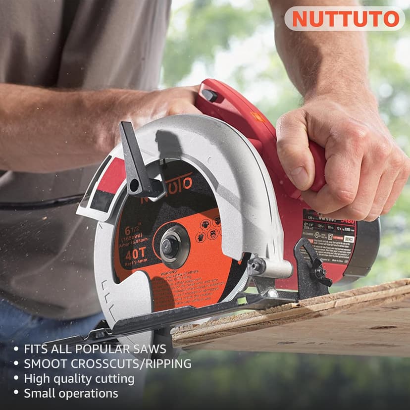 3 Pack 6-1/2" 24T Carbide Circular Saw Blade, for Cutting Wood, Plastic, PVC, Acrylic, Saw Blade with Arbor Size 5/8-inch,by NUTTUTO
