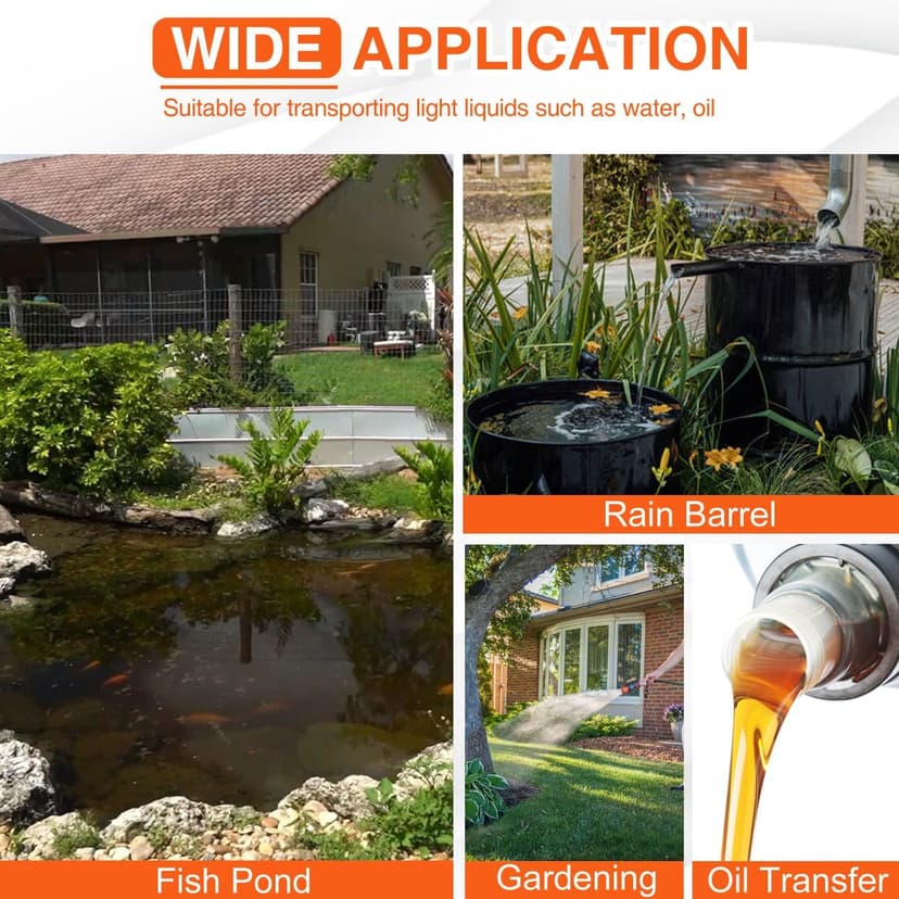 TOPWAY Self Priming Water Drill Pump Attachment with Suction and Discharge Hose, Mini Hand Power Drill Pump for Water, Oil Transfer