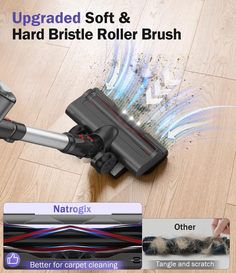 Cordless Vacuum Cleaner, 40Kpa Vacuum Cleaners for Home, Stick Vacuum with 40Mins, Rechargeable Wall Mount, LED Display, Handheld Vacuum Cleaner for Pet Hair, Carpet, Hardwood Floor, A40