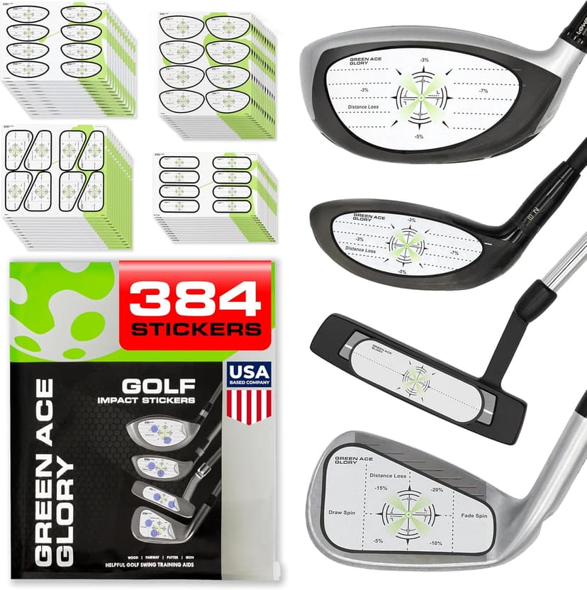 Golf Impact Tape - 384 or 160 Pack Impact Tape for Golf Clubs | Golf Tape for Clubs with Golf Impact Stickers and Golf Club Stickers for Drivers, Woods, Irons, Putters | No Residue, Easy Peel
