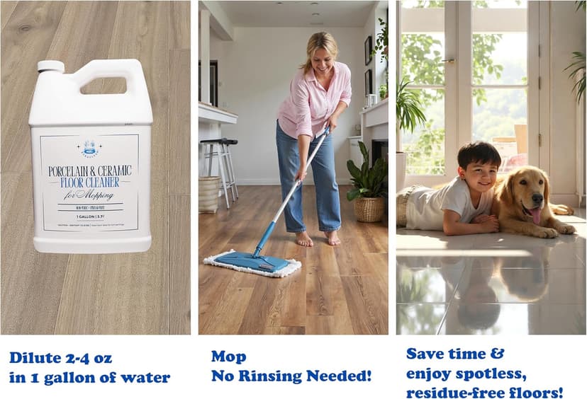 Porcelain & Ceramic Tile Floor Cleaner Concentrate for mopping. Streak-Free Clean, Ph Neutral and non-Toxic, Safe for Granite, Marble, Travertine, Limestone, and more 128 fl oz (1 gallon)