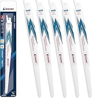 EZARC Reciprocating Saw Blade Bi-Metal Cobalt Sabre Saw Blades for Wood Demolition 9-Inch 6TPI R922DH (5-Pack)