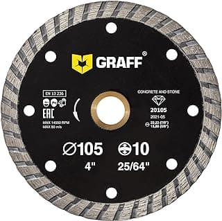 GRAFF 4 Inch Diamond Blade for Angle Grinder - Diamond Cutting Wheel for Cutting Stone, Marble, Granite, Brick, Masonry, Paving Flag, Concrete - Turbo Diamond Saw Blades - 105 mm