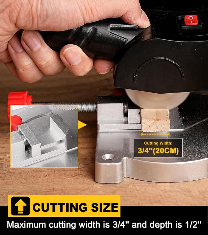 Mini Miter Cut-Off Chop Saw for Metal Cutting, Arrow Shafts, Wood Crafts, Hobby Miniature Model Making, Small Electric Table Saw Tool, 223/5.56 Brass, Cuts Max. 1/2" High x 1/2" Wide