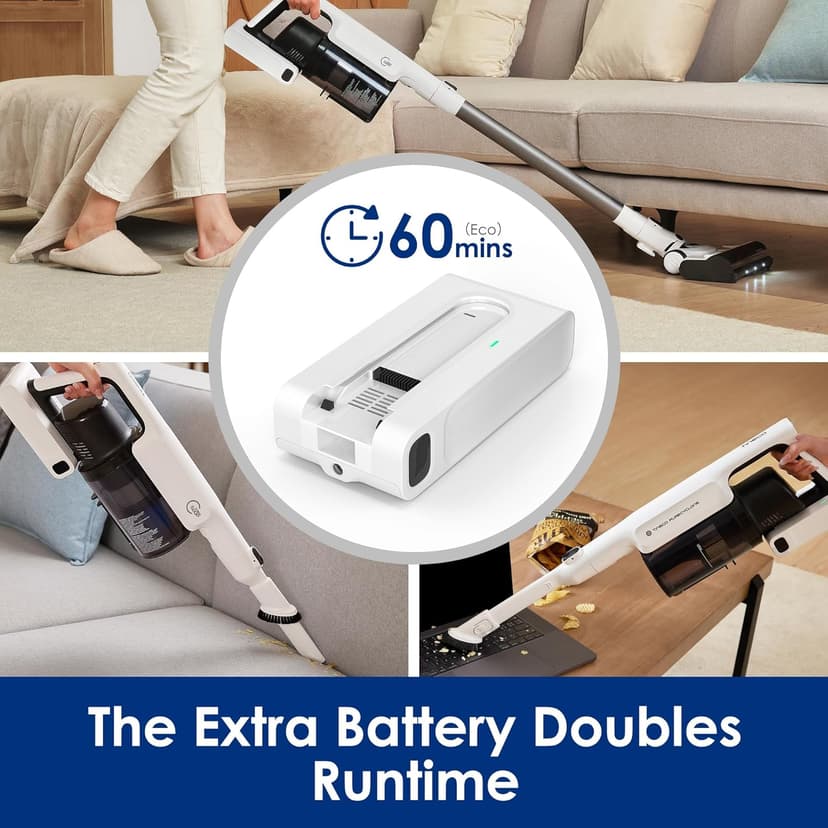 Tineco A30S Cordless Stick Vacuum Cleaner, 160W Suction & Replacement Battery for A30S -25.2 Volt 2500mAh Space