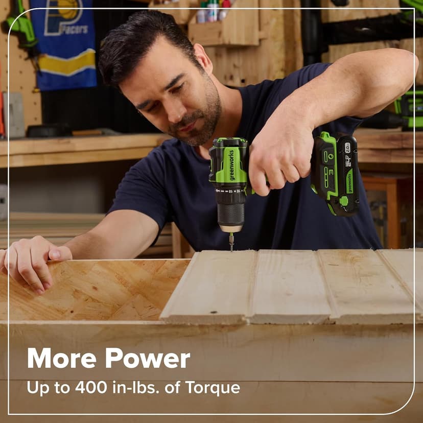 Greenworks 24V Cordless Brushless 400 in-lbs Drill/Driver + 6.5" Circular Saw, 4,800 RPM, Cutting Depth 45°/90° (2) 2.0Ah USB-C Batteries(12,000mAh Power Bank) and 65W USB-C Fast Charger(3-Port)