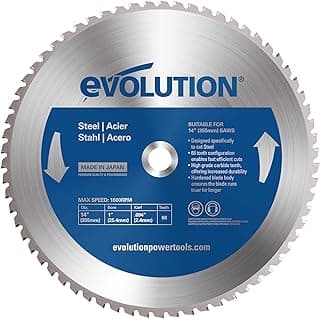 Evolution Power Tools 14BLADEST Blade for Cutting Mild Steel, For Circular and Chop Saws, No Heat, No Burrs & Virtually No Sparks, Carbide-Tipped TCT Blade For Cold Metal Cutting,14-Inch x 66-Tooth