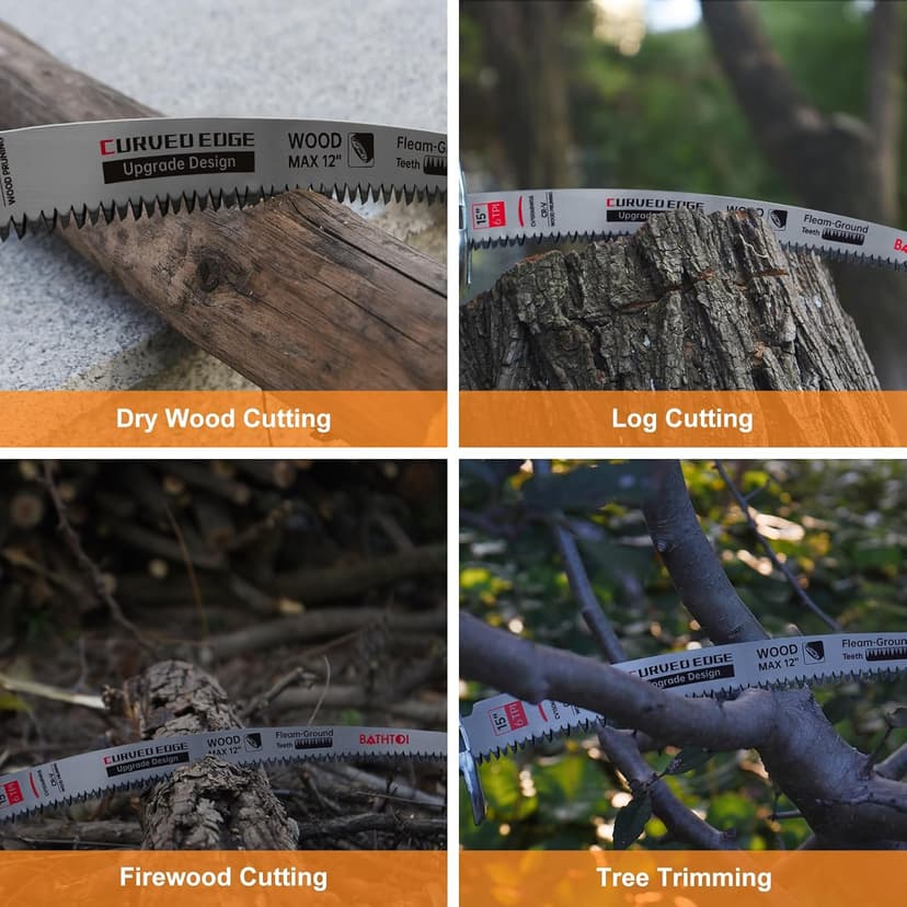 Sawzall Blades for Cutting Trees, 5 Pack 15 Inch 6 Tpi Japanese Teeth Reciprocating Saw Blades, Cr-V Wood Cutting and Tree Trimming Blades with Curved Edge and Fleam-Ground Teeth