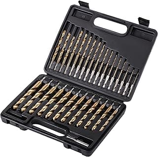 30 PCS Titanium Impact Drill Bit Set, Hex Shank Drill Bit Set for Wood, Steel, Metal, and Plastic with Quick Change Design, HSS Titanium Twist Drill Bit with Storage Case, 5/64" to 1/2"