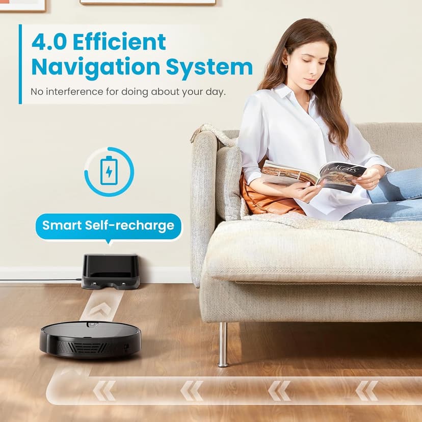 Robot Vacuum Cleaner with 3000Pa Cyclone Suction, APP/Voice/Remote Control, Automatic Self-Charging Robotic Vacuum, Scheduled Cleaning, Ideal for Pet Hair, Hard Floor, Low Carpet