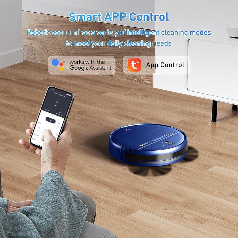 Robot Vacuum and Mop Combo, 2-in-1 Mopping Robot Vacuum Cleaner with 2300Pa Suction, 2.87'' Slim Design, Wi-Fi/App/Voice Control, 3D Obstacle Avoidance&Self-Charging for Hard Floors, Carpets, Pet Hair