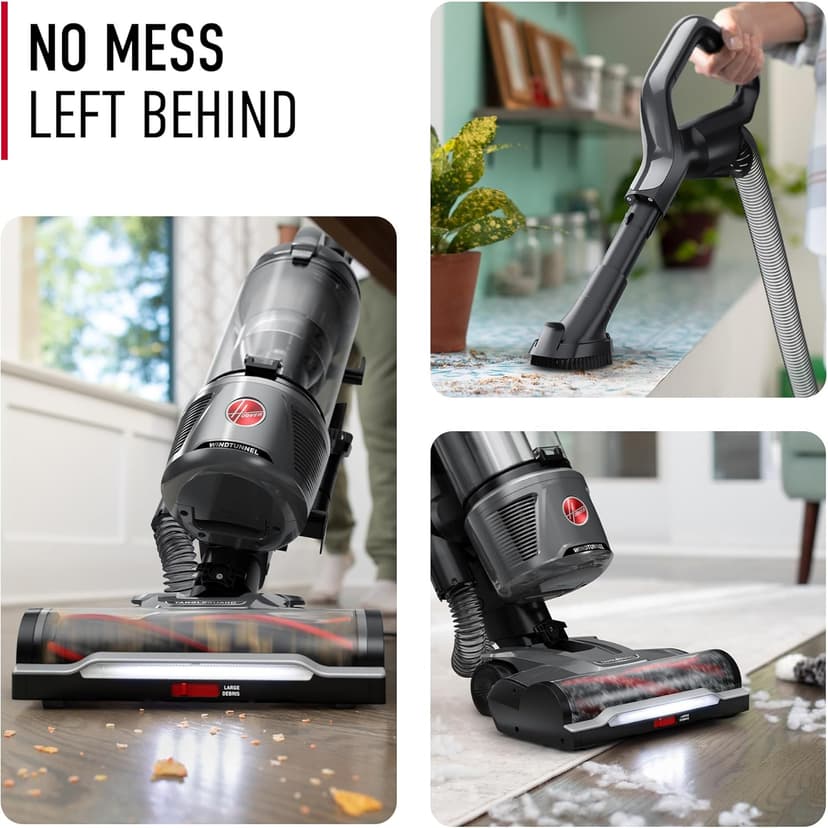Hoover WindTunnel Tangle Guard Bagless Vacuum Cleaner, Corded Upright Vacuum, HEPA Media Filtration, Anti-Hair Wrap, Headlights, Swivel Steering, Corded Vacuum Cleaners for Home Use
