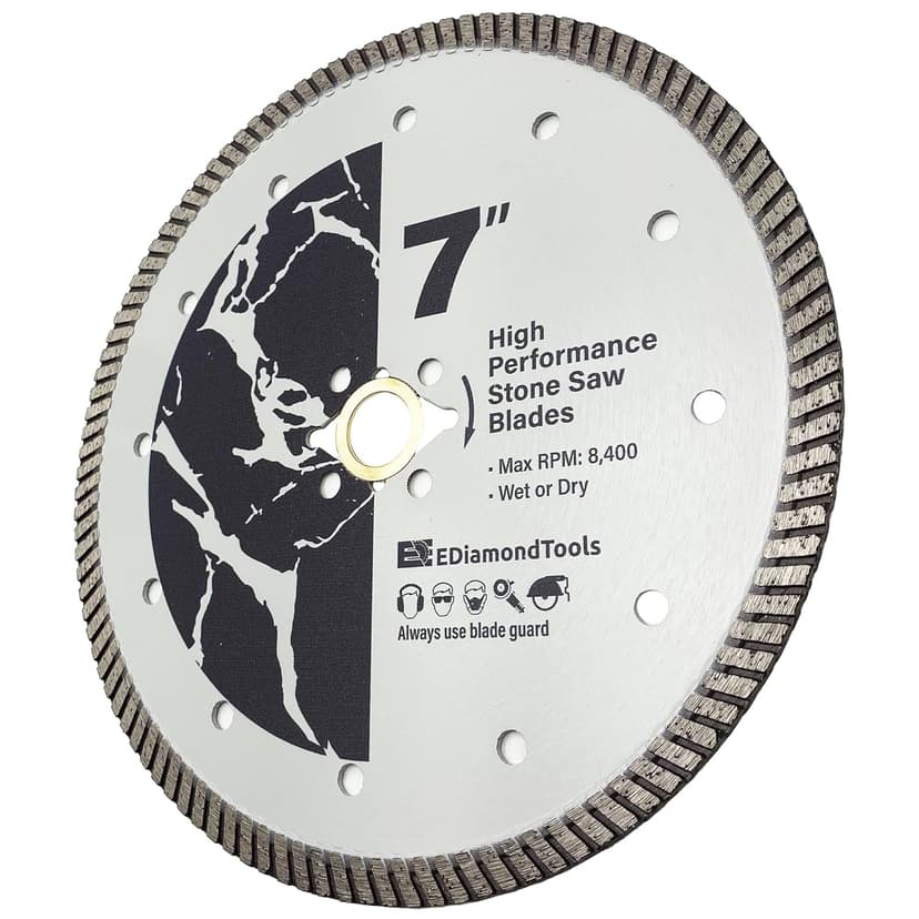 7" High Performance Diamond Saw Blades for Granite, Quartz, and Other Engineered Stones, 7/8"-5/8" Arbor