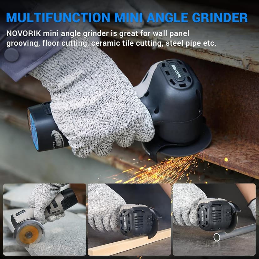 Angle Grinder Tool,Cordless Portable Angle Grinder with 2pcs 16.8V 2000mAh Battery 5-Cutting Discs 28000rpm,Power Angle Grinder for Wood Metal Stone Concrete (brush)