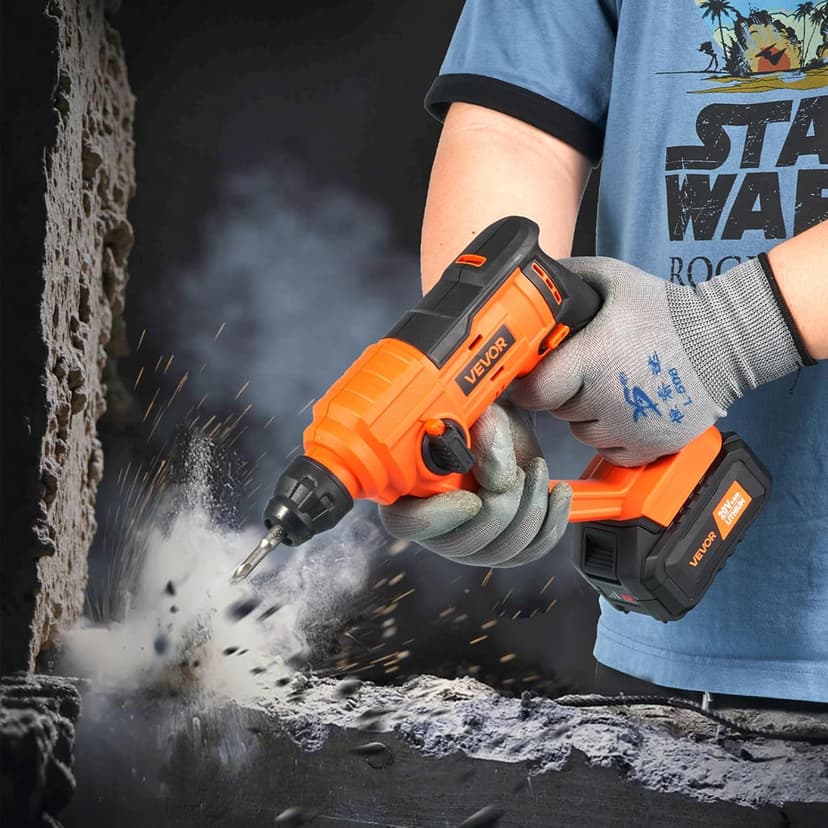 VEVOR 5/8" SDS-Plus Rotary Hammer Drill,20V Brushless Cordless Hammer Drills,4.0Ah Lithium-Ion Battery Powered,3.0A Fast Charger,Electric Demolition Hammers Variable Speed,Power Tool For Concret