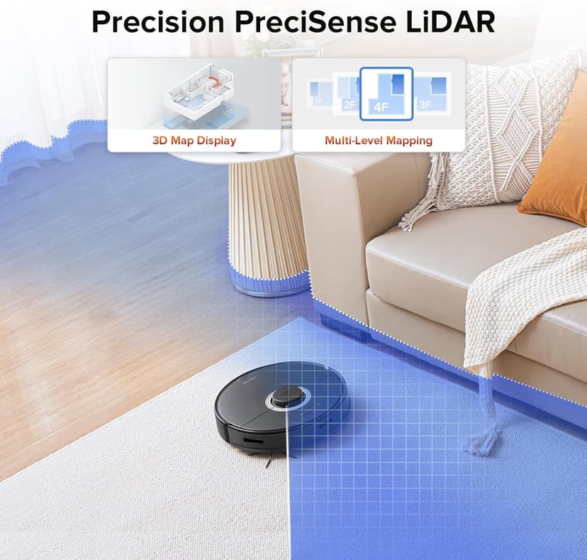 roborock Q7 Max Robot Vacuum and Mop, 30-Level Adjustable Water Flow, 4200Pa Suction, PreciSense LiDAR Navigation, No-Go Zone, No-Mop Zone, 3D Mapping, App & Voice Control, Ideal for Pet Hair
