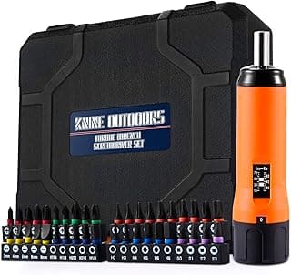 KNINE OUTDOORS Torque Screwdriver Wrench Driver Set 10-70 Inch Pounds lbs for Maintenance with T-bar Handle, 40 Hex Bits, 1/4" Socket, Shaft Extension, For Tools, Bike Repairing and Mounting (Orange)