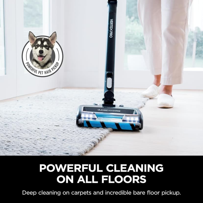 Shark Vertex Pro Cordless Vacuum Cleaner with HEPA Filter, Lightweight, Portable, Removable Handheld, Self Cleaning DuoClean PowerFins, 120-min Runtime, IQ Display, Black/Silver, IZ682H