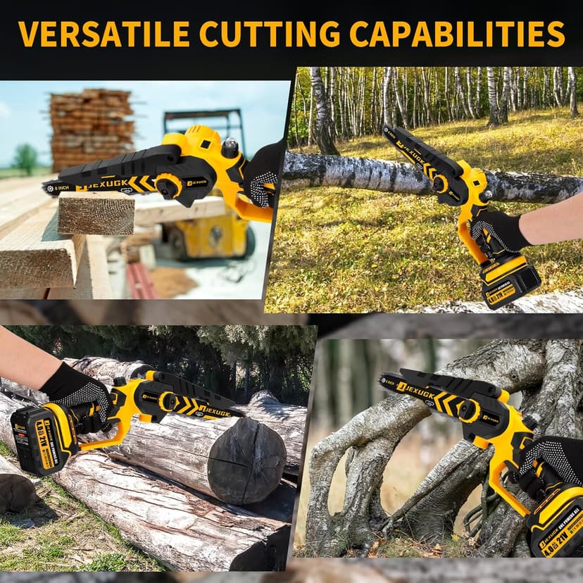 Brushless Mini Chainsaw, 8" & 6" Hand Held Cordless Chain Saw with 2 x 4.0Ah Battery, Portable Small Electric saw Cordless with 4 Chain Guide, Mini Motosierra for Tree Pruning Wood Cutting