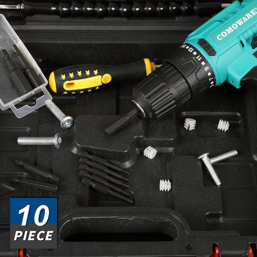 COMOWARE Impact Drill Bit Set - 21 Pcs Hex Titanium HSS Quick Change Impact Driver Bit Set for Wood, Plastic, Aluminum Alloy, Metal, 1/16"-1/2"