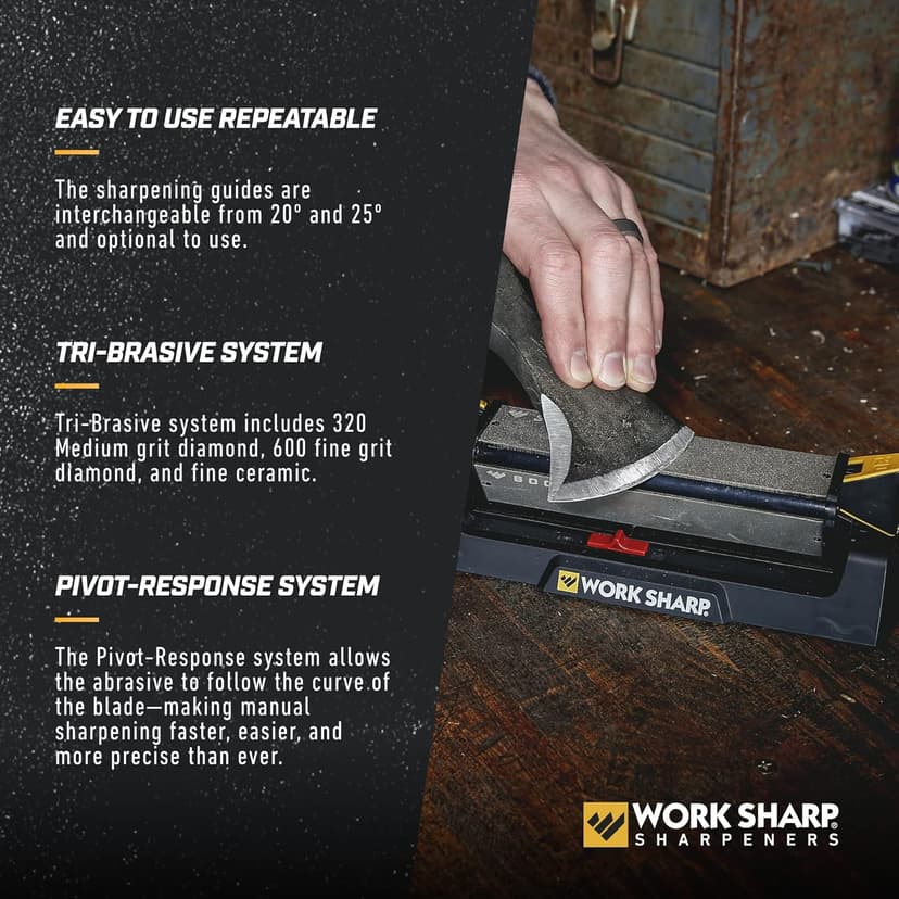 Drill Doctor Drill Bit Sharpener plus Work Sharp Benchstone Knife Sharpener, 3 sided manual knife sharpener