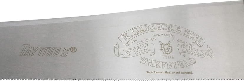 Lynx Garlick Taytools Thomas Flinn British 24” Crosscut Saw with Taper Ground Blade, Stained Beech Handle 10 TPI Filed for Cross Cutting