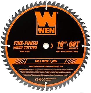 WEN BL1060 10-Inch 60-Tooth Fine-Finish Professional Woodworking Saw Blade for Miter Saws and Table Saws, Silver,Pack of one