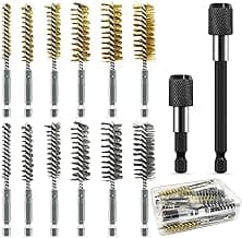 14-Piece Bore Brush Set - 304 Stainless Steel & Brass Drill Wire Bore Cleaning Brushes - 1/4" Hex Shank with Extension Bar for Power Drills, Impact Drivers, Grinders (8/10/12/15/17/19 mm)