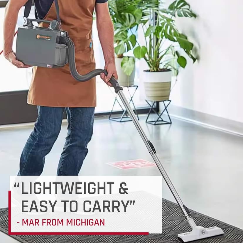 Hoover Commercial PORTAPOWER Lightweight Canister Vacuum Cleaner with Attachments, Portable Carriable Handheld Small Professional Grade Bagged, 8 Pounds, CH30000, Black