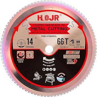 Metal Cutting Circular Saw Blade, Steel and Stainless Steel Cutting, The Cutting Head uses a Special Anti-Heat Sticking Coating with high Finish and Long Life,FMB 14 inch 66-Tooth 1" -TA