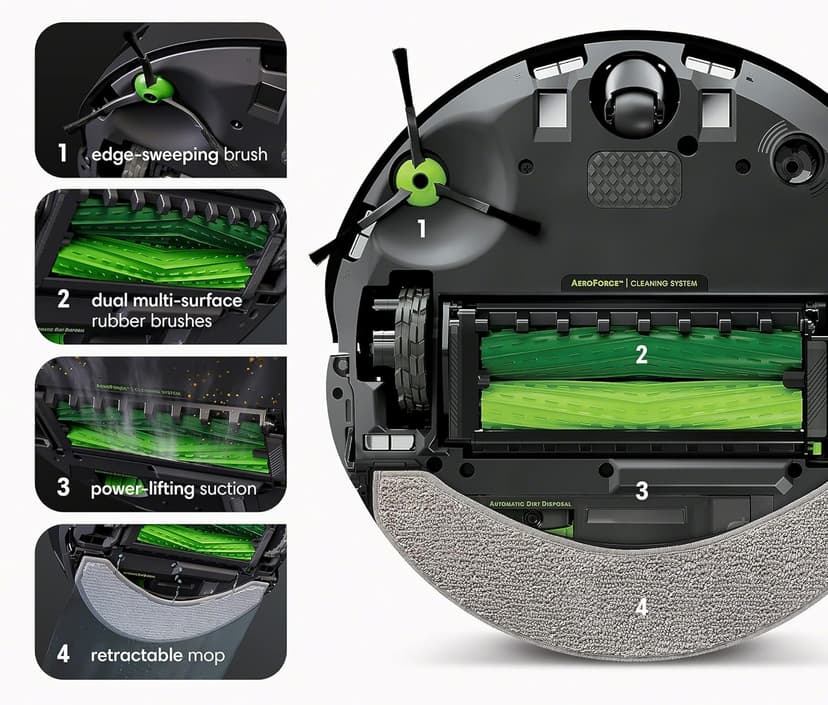 iRobot Roomba Combo j7+ Self-Emptying Robot Vacuum & Mop - Automatically Vacuums and Mops, Fully Retractable Mop pad, Identifies & Avoids Obstacles, Smart Mapping, Works with Alexa, Ideal for Pets