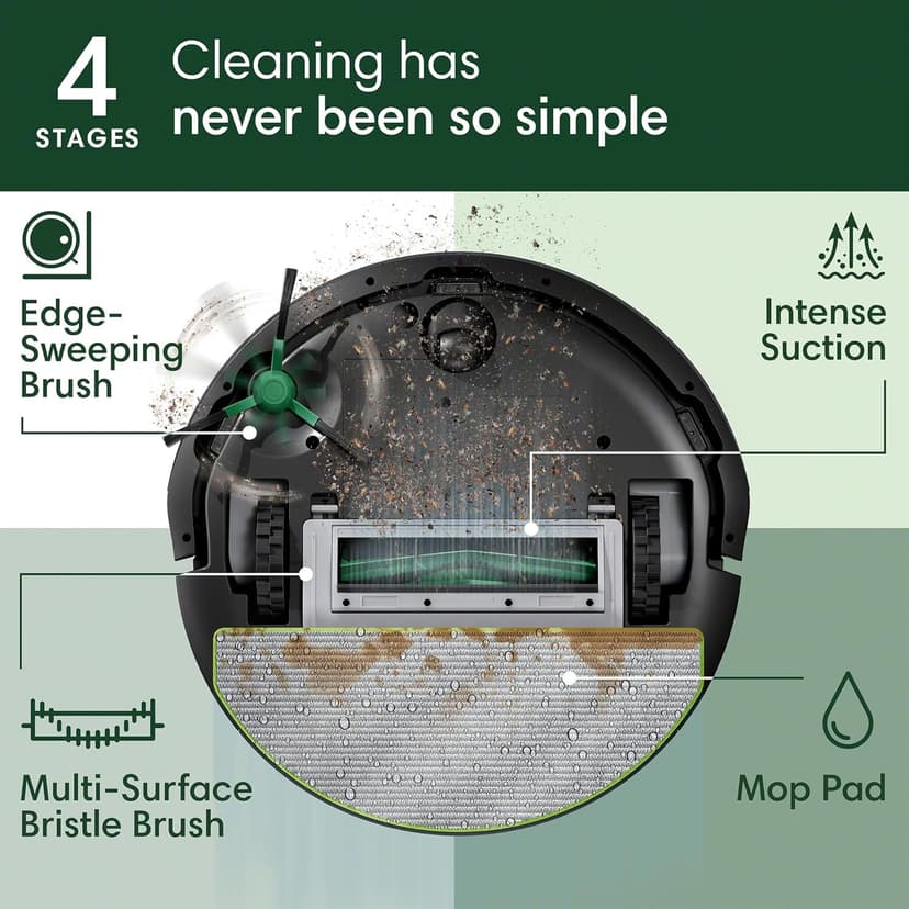 Roomba 105 Combo Robot Vacuum & Mop + AutoEmpty Dock - Self-Empties for 75 Days, Intense Power-Lifting Suction, LiDAR Navigation, Multiple Cleaning Modes, Avoids Mopping Carpet