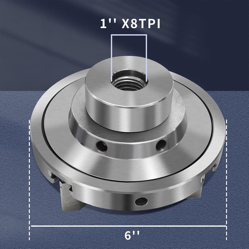6 Inch Wood Lathe Chuck Set 4 Jaws Self-Centering Lathe Chucks Thread 1 x 8TPI Lathe Chuck for Woodturning