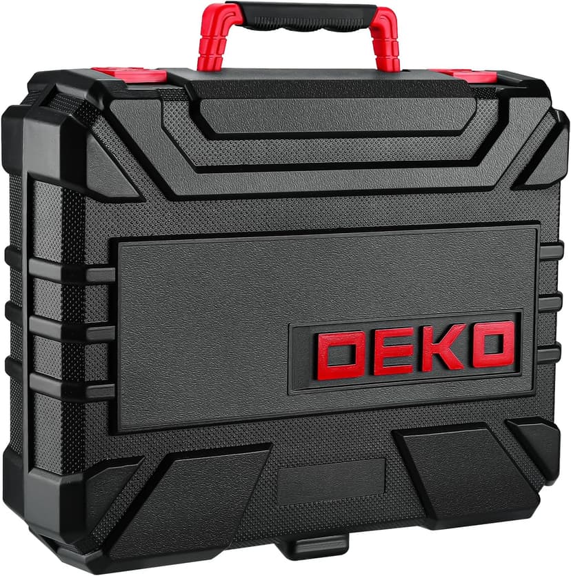 DEKOPRO Drill Set: Tool Set with 8V Red Cordless Drill, Home Tool Kit with Drill, Hand Tool Kits for Women 126 Piece