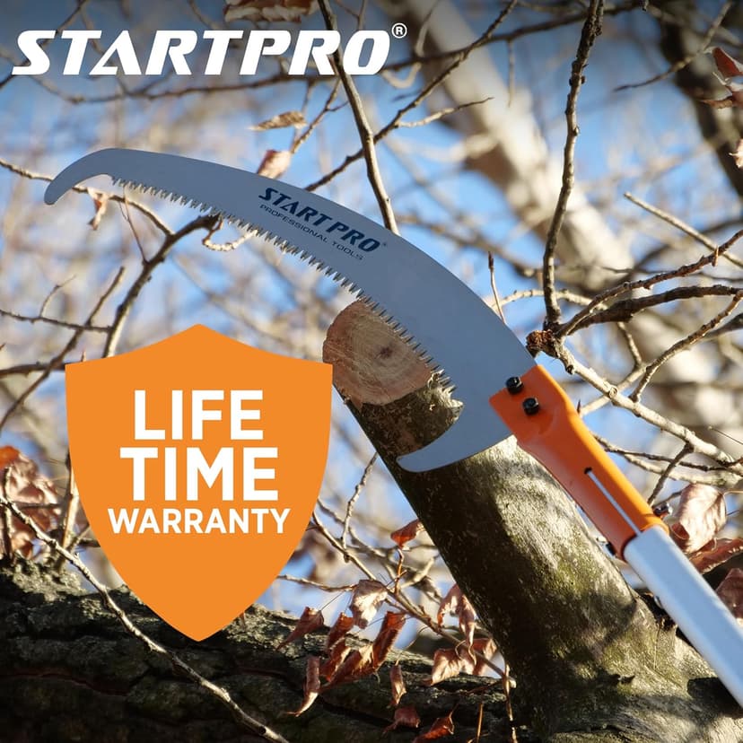 StartPro 18ft Tree Pruning Saw, Telescopic Manual Lightweight Extendable Pole Saw with Sharp Carbon-Enriched Blade for Efficient Tree Maintenance and High-Reach Branch Cutting.