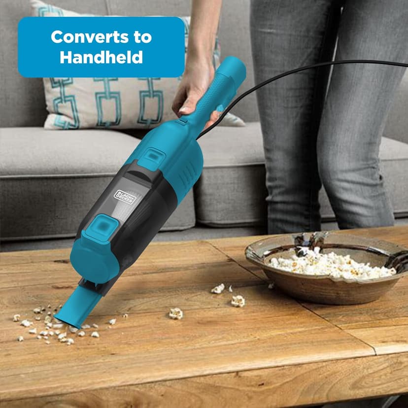 BLACK+DECKER Powerseries Lite Corded 3 in 1 Stick Vacuum, Upright to Hand-Vac Multi Surface, HEPA Filtration, Powerful 12k Pa, Ideal for Hard Floor, Low Carpet, Pet Hair Home & Office use, Blue