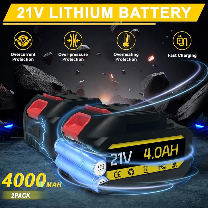 Cordless 1/2 Inch Impact Wrench,1000 N.m(740 Ft-lbs) Brushless High Torque Electric Impact Gun, 3300RPM Power Impact Driver, 2x 4.0AH Li-ion Battery,Charger & 6Pcs Sockets for Car Home DIY Furniture