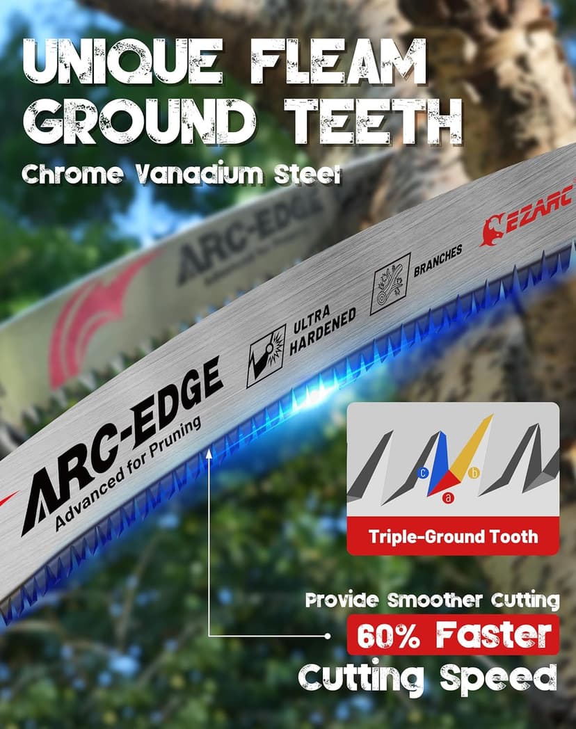 EZARC Japanese Teeth Reciprocating Saw Blade 15 Inch, Arc Edge Wood Pruning Saw Blades 6TPI for Tree Trimming, Wood Cutting, 3 Pieces