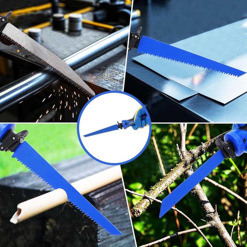 8-in-1 Multi-Blade Hand Saw, Small Hacksaw, Long Handsaws, Jab Saw, Mini Blade Quick-Change Mechanism for Cutting Drywall, Sheetrock, Wood, Metal, Plastic and Plywood.