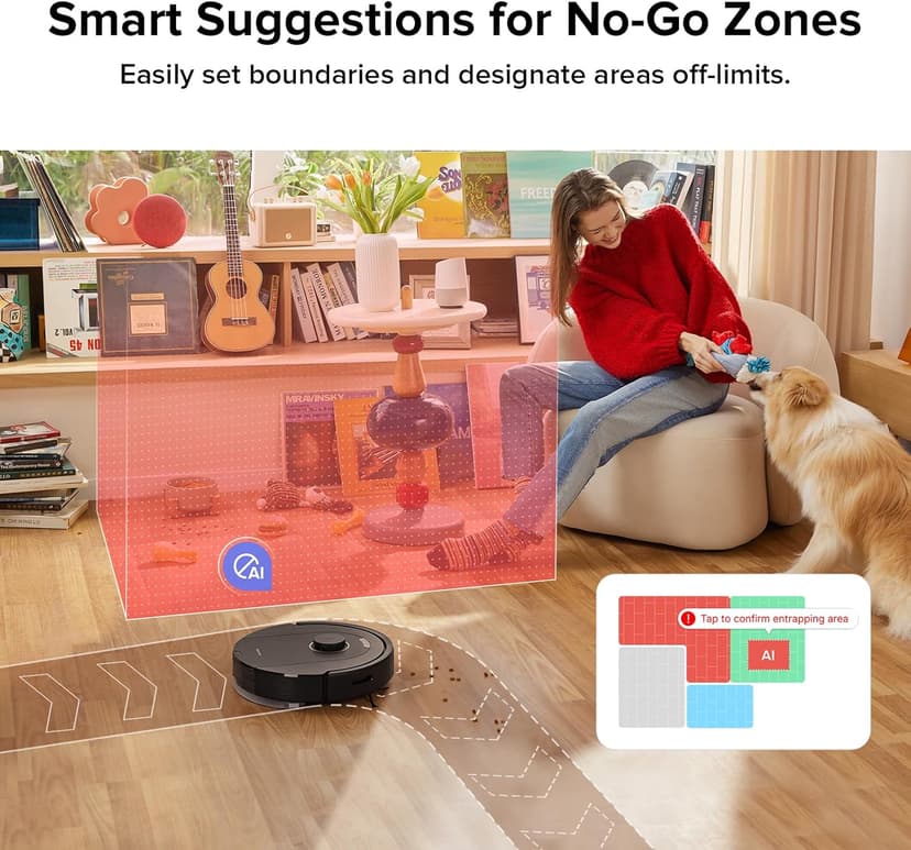 roborock Q5 Pro Robot Vacuum and Mop Combo, 5500Pa Powerful Suction, DuoRoller Brush, LiDAR Navigation, 3D Mapping, Robotic Cleaner for Dirt, Floors, Pet Hair, 240min Runtime, Smart No-Go Zone, Black