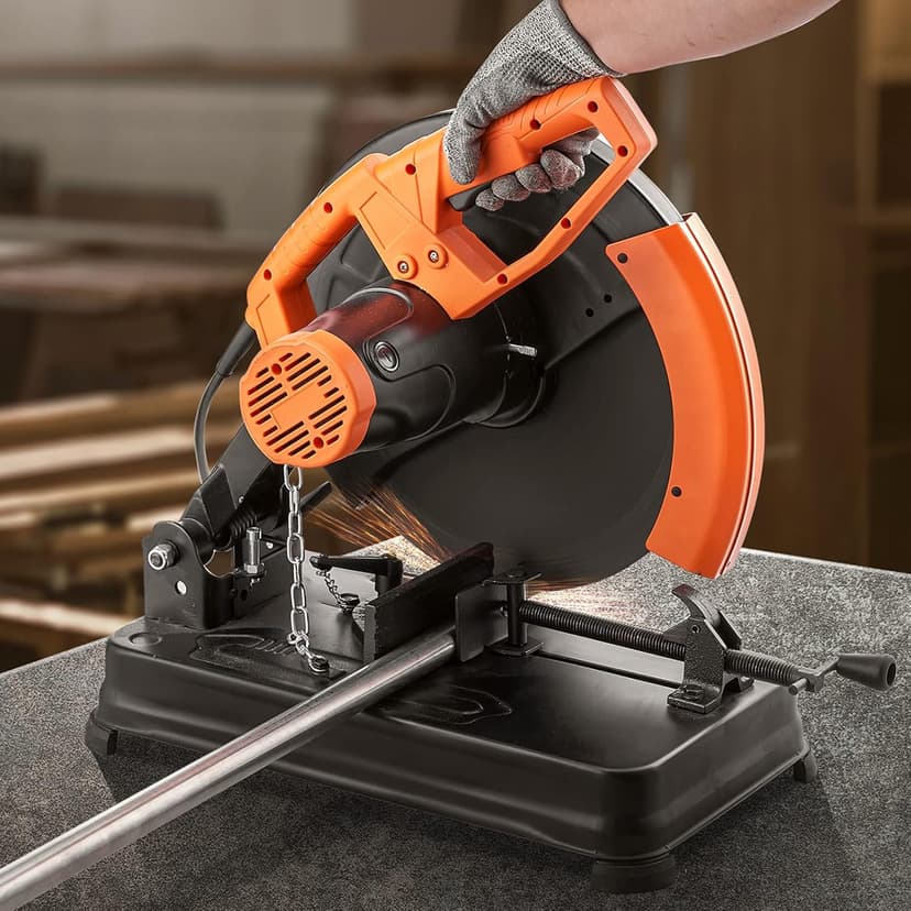 VEVOR Abrasive Chop Saw, 14in / 35cm Blade, 2300W 3600RPM Steel Cutting Machine, 0-45Degrees Adjustable Angle Miter Saw for Cutting Metal, Rebar, Iron, Aluminum - Black