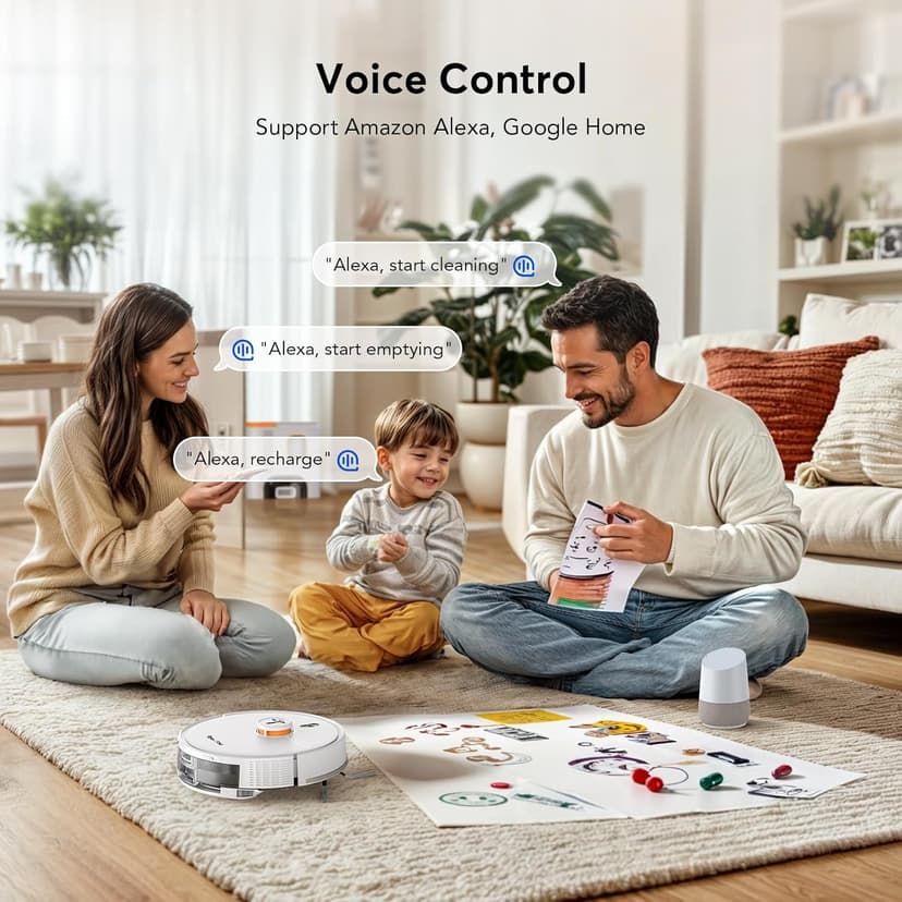 D20S Max+ Robot Vacuum and Mop, Specifically Handling Pet Hair Design, 6000Pa Max Suction, with Self-Empty Dock, 10 Weeks Hands-Free Cleaning, PreciSense LiDAR Navigation, App & Voice Control