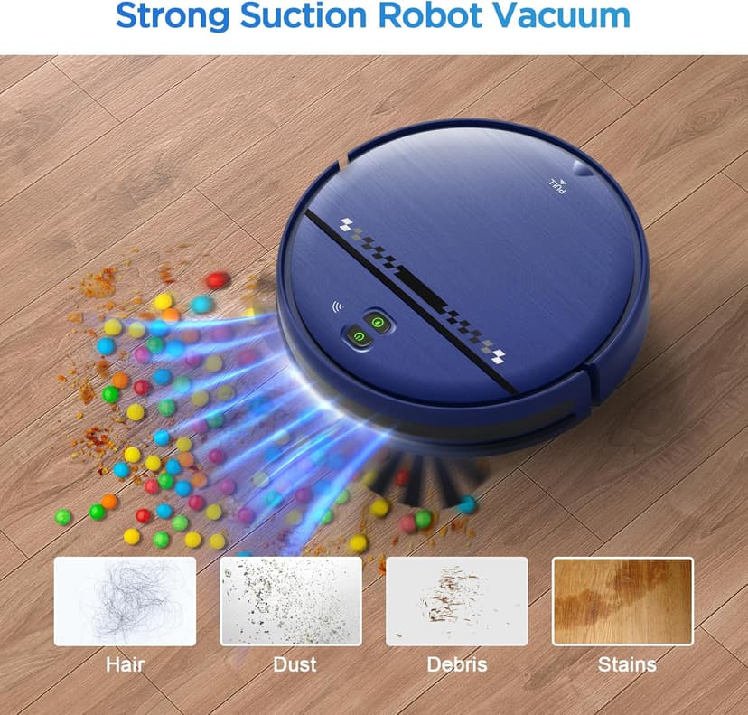 Robot Vacuum and Mop Combo, 2-in-1 Robot Vacuum Cleaner, Perfect for Pet Hair, Hard Floor and Carpet, Anti-Bump, Anti-Fall, App, Voice and Remote Control